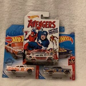Hot Wheels ‘57 Plymouth Fury ~ Avengers ~ HWFlames ~ Set of 3 (1:64)